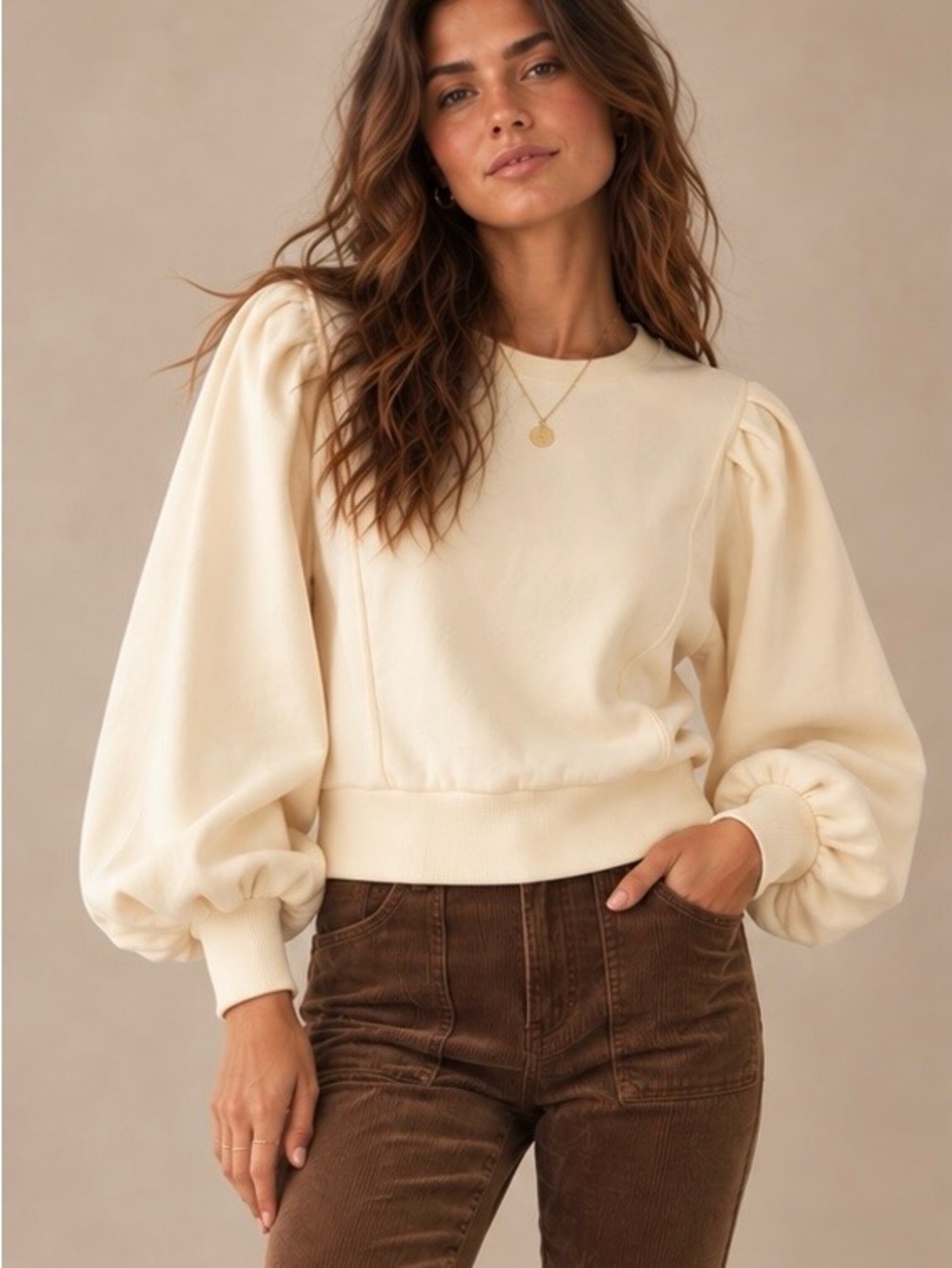 HYFVE Cream Puff-Sleeve Sweatshirt